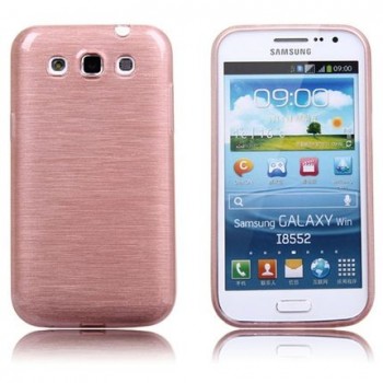 Силиконовый полурозрачный чехол текстура Металл для Samsung Galaxy Win Розовый