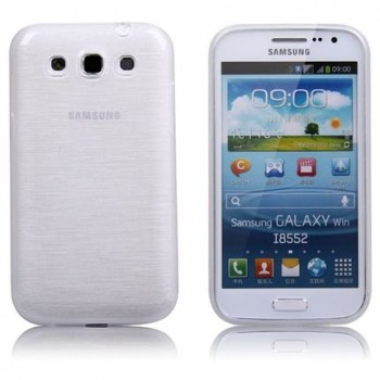 Силиконовый полурозрачный чехол текстура Металл для Samsung Galaxy Win Белый