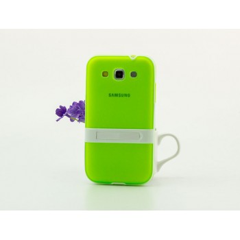Двухкомпонентный силиконовый чехол с пластиковым каркасом-подставкой для Samsung Galaxy Win Зеленый