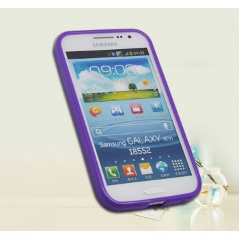 Силиконовый матовый непрозрачный чехол с рельефным принтом для Samsung Galaxy Win Фиолетовый