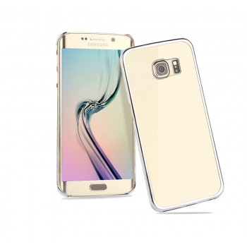 Пластиковый ультратонкий транспарентный чехол с цветным металлизированным напылением границ для Samsung Galaxy S6 Edge Белый