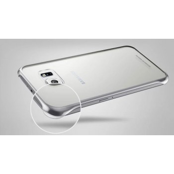 Оригинальный пластиковый транспарентный чехол с цветными границами (металлизированное напыление) для Samsung Galaxy S6 Edge Белый