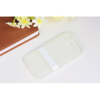 Двухкомпонентный силиконовый чехол с пластиковым бампером-подставкой для Samsung Galaxy Core Белый