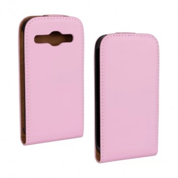 Чехол вертикальная книжка на пластиковой основе с магнитной застежкой для Samsung Galaxy Core Розовый