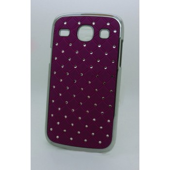 Чехол пластик/металл со стразами для Samsung Galaxy Core Фиолетовый