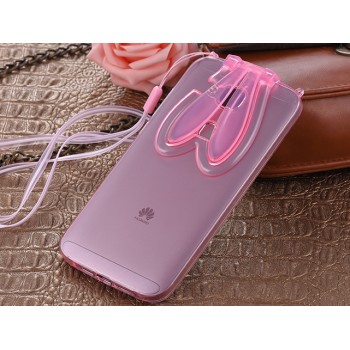 Силиконовый дизайнерский фигурный чехол со складными ушами для Huawei G8 Розовый