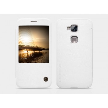 Кожаный чехол флип с окном вызова для Huawei G8 Белый