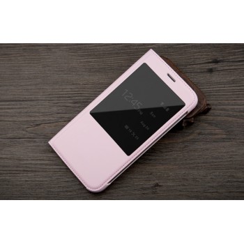 Чехол смарт флип на пластиковой основе с окном вызова для Huawei G8 Розовый