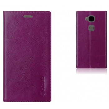 Глянцевый кожаный чехол флип подставка на присоске с отделением для карты для Huawei G8 Фиолетовый