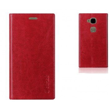 Глянцевый кожаный чехол флип подставка на присоске с отделением для карты для Huawei G8 Красный