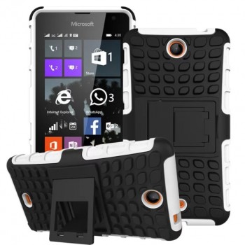 Антиударный силиконовый чехол экстрим защита с подставкой для Microsoft Lumia 430 Dual SIM Белый