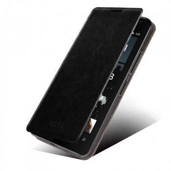 Чехол флип подставка водоотталкивающий на пластиковой основе для Microsoft Lumia 430 Dual SIM Черный