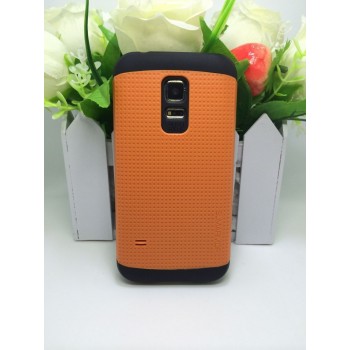 Чехол силикон/поликарбонат экстрим защита с точечной текстурой для Samsung Galaxy S5 Mini Оранжевый