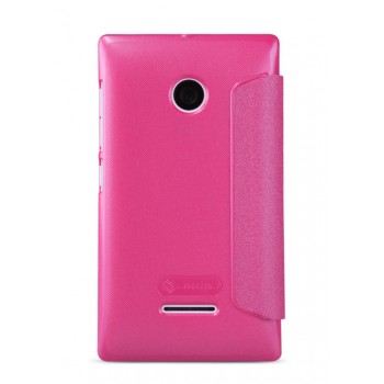 Текстурный чехол флип на пластиковой матовой нескользящей основе для Microsoft Lumia 532 Пурпурный