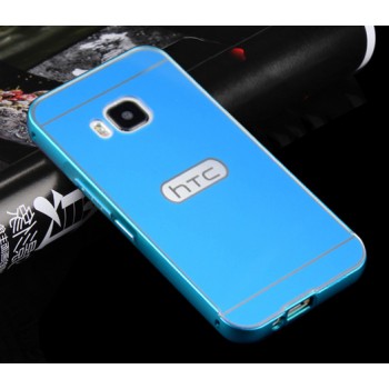Двухкомпонентный чехол с металлическим бампером и поликарбонатной накладкой для HTC One M9 Голубой