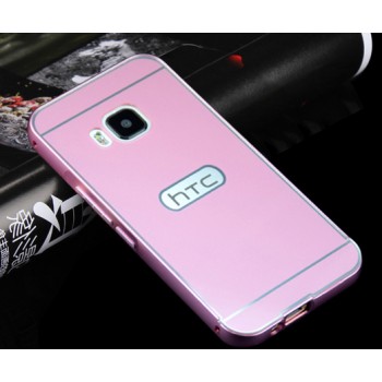 Двухкомпонентный чехол с металлическим бампером и поликарбонатной накладкой для HTC One M9 Розовый