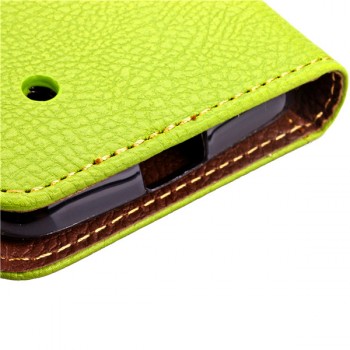 Чехол портмоне подставка на силиконовой основес дизайнерской защёлкой для Nokia Lumia 530 Зеленый