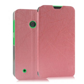 Текстурный чехол флип подставка на присоске для Nokia Lumia 530 Розовый