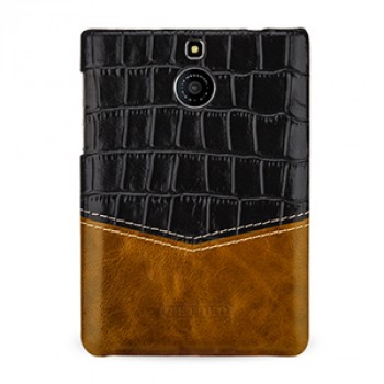 Эксклюзивный кожаный чехол накладка (2 вида нат. кожи) ручной работы для BlackBerry Passport Silver Edition Черный