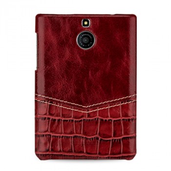 Эксклюзивный кожаный чехол накладка (2 вида нат. кожи) ручной работы для BlackBerry Passport Silver Edition Красный