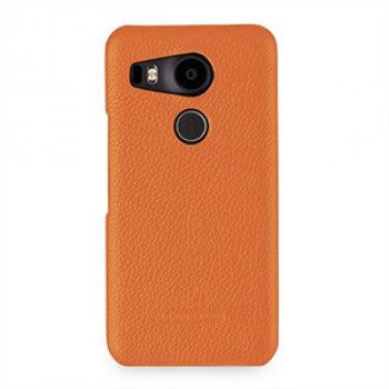 Кожаный чехол накладка (нат. кожа) для Google LG Nexus 5X Оранжевый