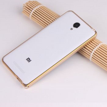Металлический бампер с золотой окантовкой для Xiaomi RedMi Note 2 Бежевый