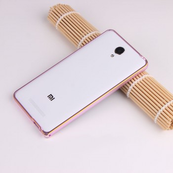 Металлический бампер с золотой окантовкой для Xiaomi RedMi Note 2 Розовый