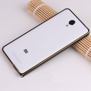 Металлический бампер с золотой окантовкой для Xiaomi RedMi Note 2 Черный