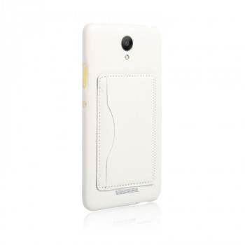 Дизайнерский чехол накладка с кожаным покрытием и отделением для карт-подставкой для Xiaomi RedMi Note 2 Белый