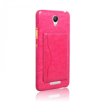 Дизайнерский чехол накладка с кожаным покрытием и отделением для карт-подставкой для Xiaomi RedMi Note 2 Розовый