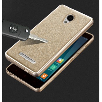 Двухкомпонентный чехол с металлическим бампером и поликарбонатной накладкой текстура Золото для Xiaomi RedMi Note 2