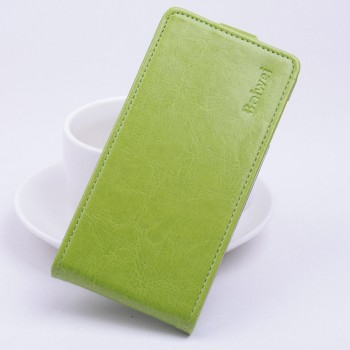 Чехол вертикальная книжка на клеевой основе с магнитной застежкой для BQ Aquaris E5 Зеленый