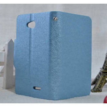 Текстурный чехол флип подставка на пластиковой основе с магнитной застежкой и отделением для карт для LG L70 Голубой
