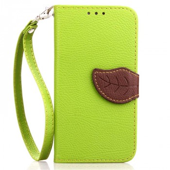 Текстурный чехол портмоне с дизайнерской застежкой на силиконовой основе для Samsung Galaxy Core Prime Зеленый