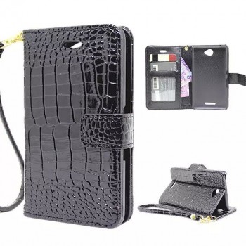 Чехол портмоне подставка с защелкой серия Croco Pattern для Sony Xperia E4 Черный