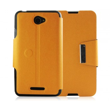 Дизайнерский чехол флип подставка на силиконовой основе с дизайнерской магнитной застёжкой для Sony Xperia E4 Желтый
