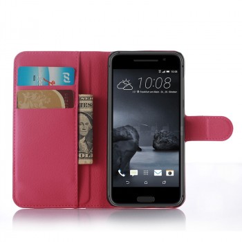 Чехол портмоне подставка на силиконовой основе с магнитной защелкой и отсеком для карт для HTC One A9 Пурпурный