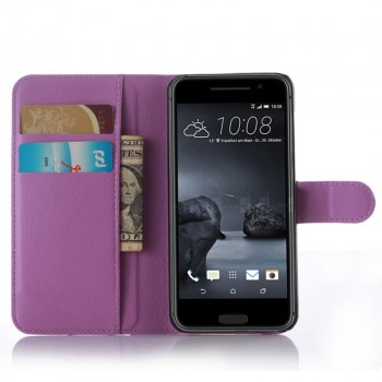Чехол портмоне подставка на силиконовой основе с магнитной защелкой и отсеком для карт для HTC One A9 Фиолетовый