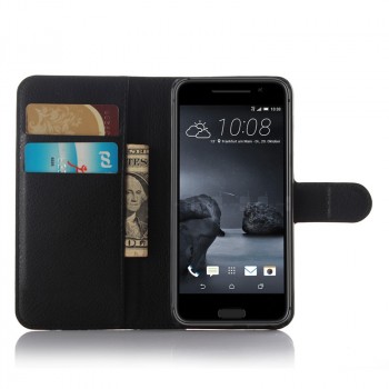 Чехол портмоне подставка на силиконовой основе с магнитной защелкой и отсеком для карт для HTC One A9 Черный