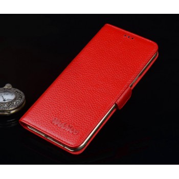 Кожаный чехол портмоне (нат. кожа) подставка для HTC One A9 Красный
