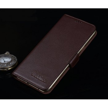 Кожаный чехол портмоне (нат. кожа) подставка для HTC One A9 Коричневый