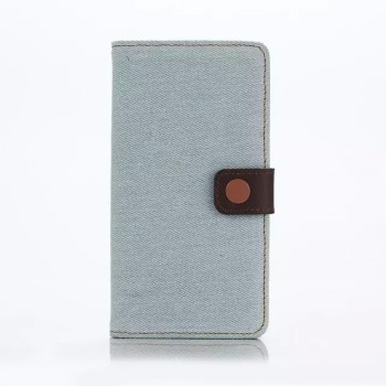 Чехол портмоне подставка текстура Джинс на пластиковой основе с магнитной защелкой для Sony Xperia Z5 Premium Белый