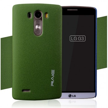 Пластиковый матовый чехол с повышенной шероховатостью для LG G3 (Dual-LTE) Зеленый