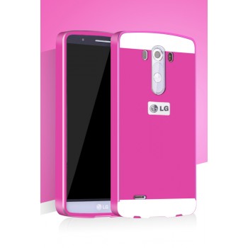 Двухкомпонентный чехол с металлическим бампером и поликарбонатной накладкой для LG G3 (Dual-LTE) Пурпурный