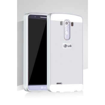 Двухкомпонентный чехол с металлическим бампером и поликарбонатной накладкой для LG G3 (Dual-LTE) Белый