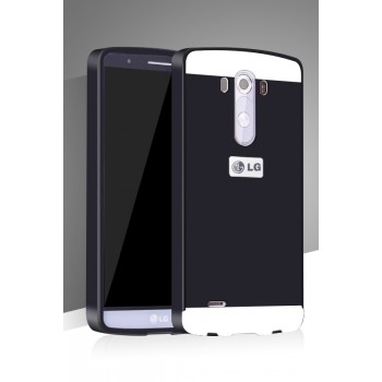 Двухкомпонентный чехол с металлическим бампером и поликарбонатной накладкой для LG G3 (Dual-LTE)
