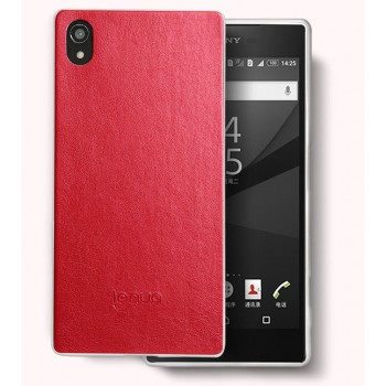 Гибридный силиконовый чехол с имитационным кожаным покрытием для Sony Xperia Z5 Premium Красный