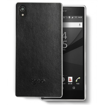 Гибридный силиконовый чехол с имитационным кожаным покрытием для Sony Xperia Z5 Premium Черный