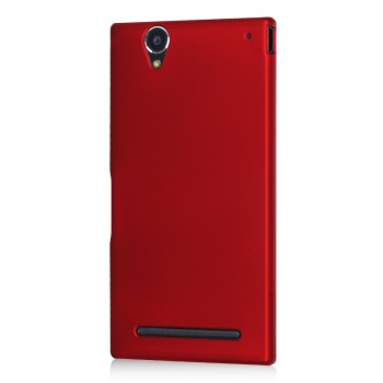 Пластиковый матовый металлик чехол для Sony Xperia T2 Ultra (Dual) Красный