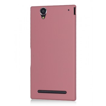 Пластиковый матовый металлик чехол для Sony Xperia T2 Ultra (Dual) Розовый